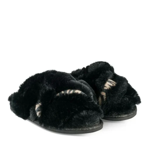 Chaussons MARRON Femme Motif Animal A Enfiler