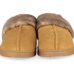 Chaussons MARRON Femme Motif Uni A Enfiler