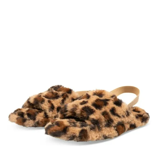 Chaussons MARRON Femme Motif Animal Elastique