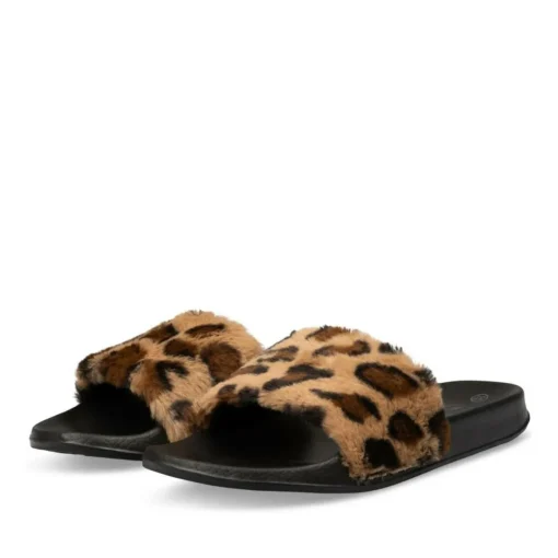 Chaussons MARRON Femme Motif Animal A Enfiler