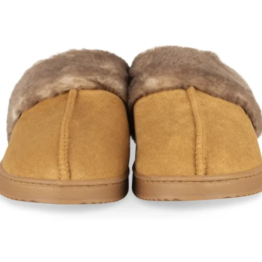 Chaussons MARRON Femme Motif Uni A Enfiler