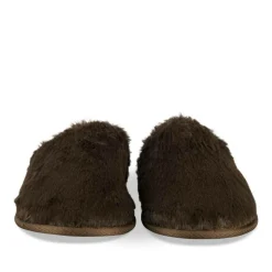 Chaussons MARRON Femme Motif Uni A Enfiler