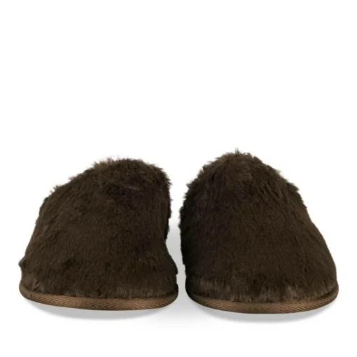 Chaussons MARRON Femme Motif Uni A Enfiler
