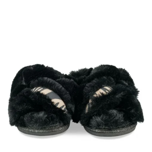 Chaussons MARRON Femme Motif Animal A Enfiler