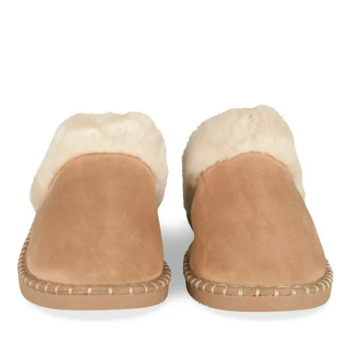 Chaussons MARRON Femme Motif Uni A Enfiler