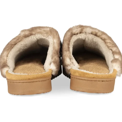 Chaussons MARRON Femme Motif Uni A Enfiler