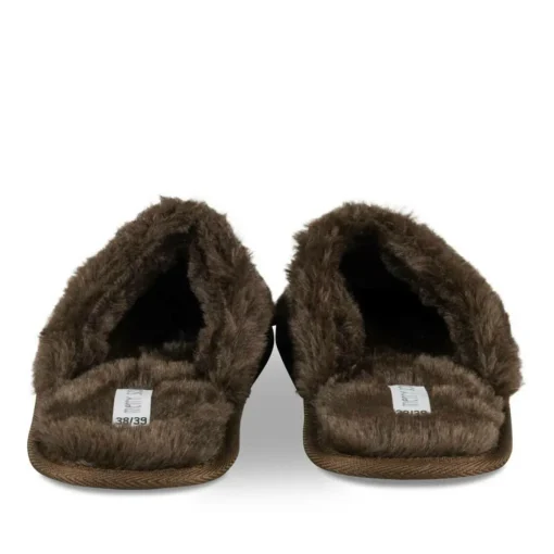 Chaussons MARRON Femme Motif Uni A Enfiler