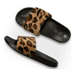 Chaussons MARRON Femme Motif Animal A Enfiler