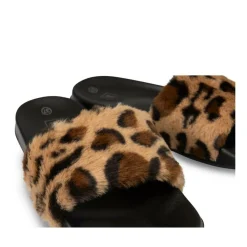 Chaussons MARRON Femme Motif Animal A Enfiler