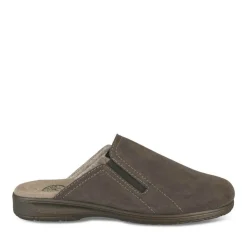 Chaussons MARRON Homme CUIR Motif Uni A Enfiler