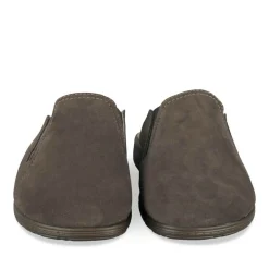 Chaussons MARRON Homme CUIR Motif Uni A Enfiler