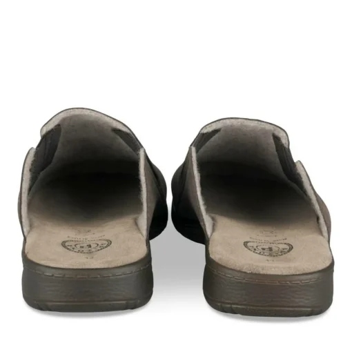 Chaussons MARRON Homme CUIR Motif Uni A Enfiler
