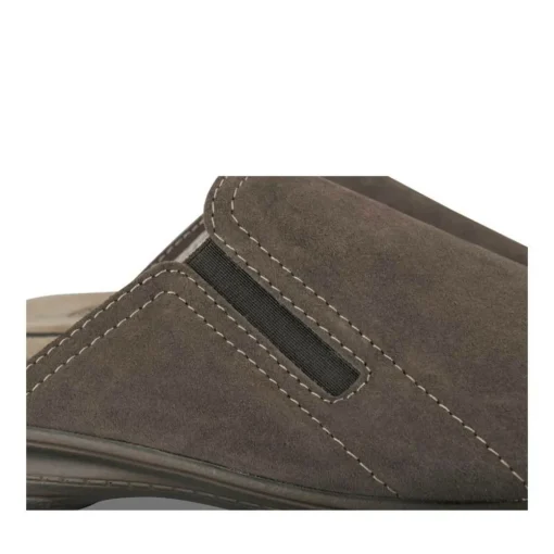Chaussons MARRON Homme CUIR Motif Uni A Enfiler
