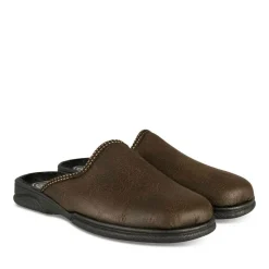 Chaussons MARRON Homme Motif Uni A Enfiler