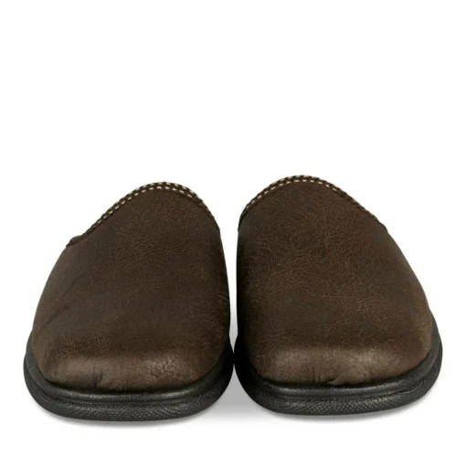 Chaussons MARRON Homme Motif Uni A Enfiler