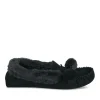 Chaussons NOIR Femme CUIR Motif Uni A Enfiler