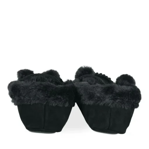 Chaussons NOIR Femme CUIR Motif Uni A Enfiler