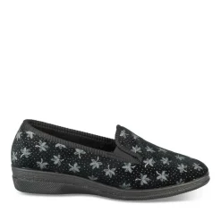Chaussons NOIR Femme Motif Uni A Enfiler
