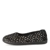 Chaussons NOIR Femme Motif Fleuri A Enfiler