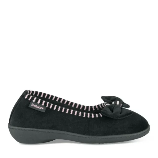 Chaussons NOIR Femme Motif Uni A Enfiler
