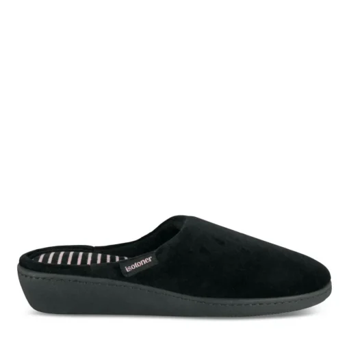 Chaussons NOIR Femme Motif Uni A Enfiler