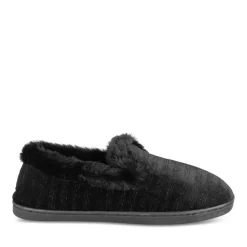 Chaussons NOIR Femme Motif Rayures A Enfiler