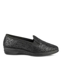 Chaussons NOIR Femme Motif Uni A Enfiler