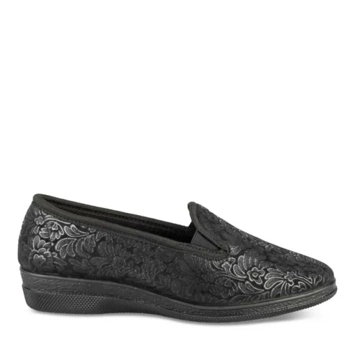 Chaussons NOIR Femme Motif Uni A Enfiler