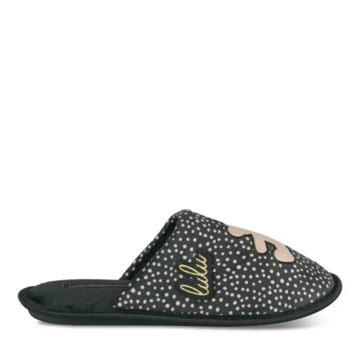 Chaussons NOIR Femme Motif A Pois A Enfiler