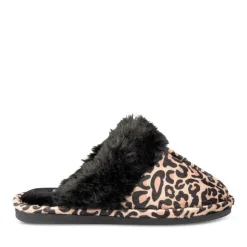 Chaussons NOIR Femme Motif Animal A Enfiler