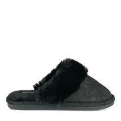 Chaussons NOIR Femme Motif Uni A Enfiler