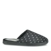 Chaussons NOIR Femme Motif Coeurs A Enfiler