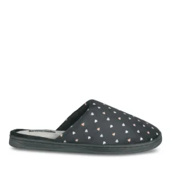 Chaussons NOIR Femme Motif Coeurs A Enfiler