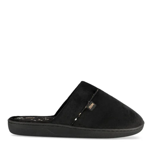 Chaussons NOIR Femme Motif Uni A Enfiler