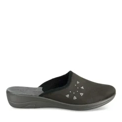 Chaussons NOIR Femme Motif Uni A Enfiler