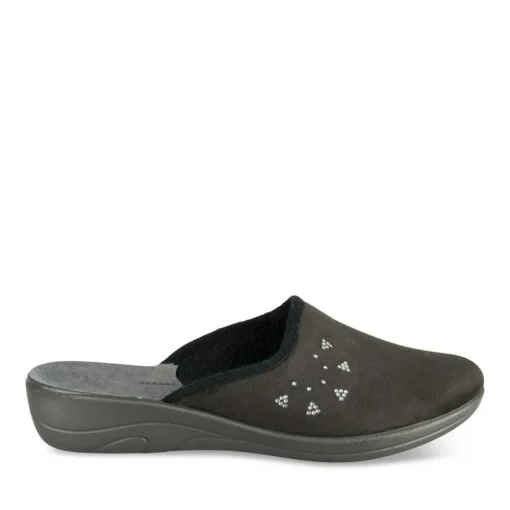 Chaussons NOIR Femme Motif Uni A Enfiler