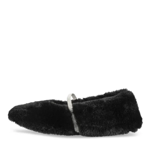 Chaussons NOIR Femme Motif Uni A Enfiler