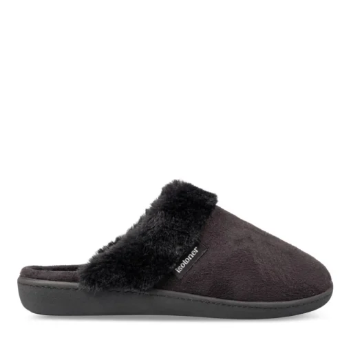 Chaussons NOIR Femme Motif Uni A Enfiler