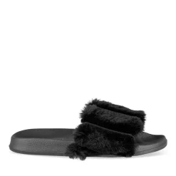 Chaussons NOIR Femme Motif Uni A Enfiler