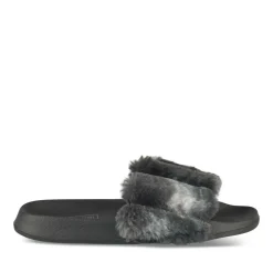 Chaussons NOIR Femme Motif Uni A Enfiler