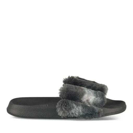 Chaussons NOIR Femme Motif Uni A Enfiler