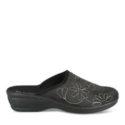 Chaussons NOIR Femme Motif Uni A Enfiler