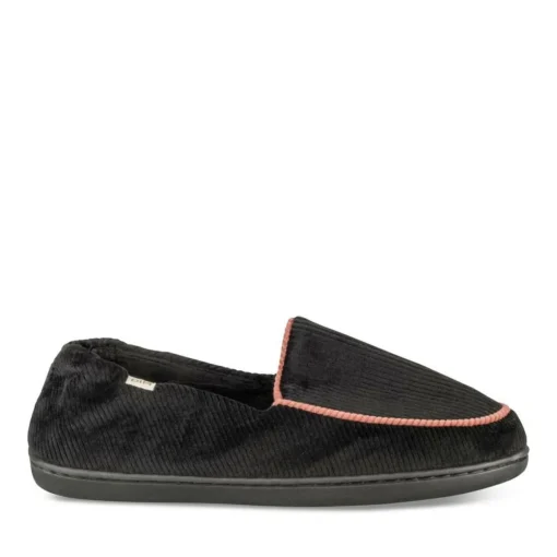 Chaussons NOIR Femme Motif Uni A Enfiler