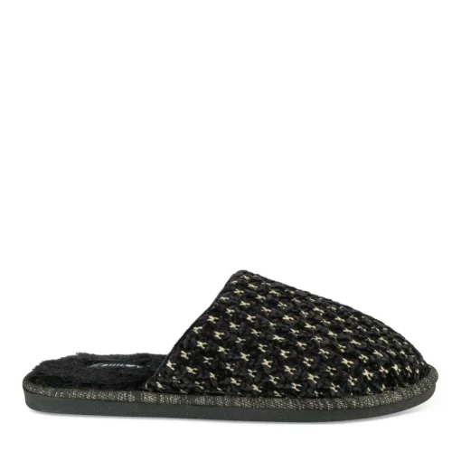 Chaussons NOIR Femme Motif Uni A Enfiler