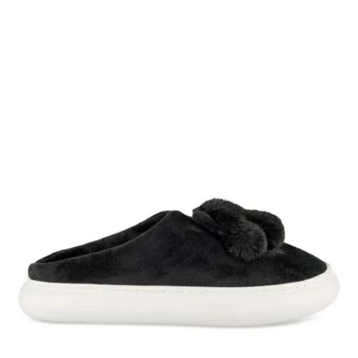 Chaussons NOIR Femme Motif Uni A Enfiler