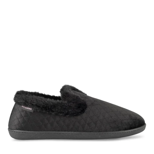 Chaussons NOIR Femme Motif Uni A Enfiler