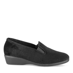 Chaussons NOIR Femme Motif Uni A Enfiler