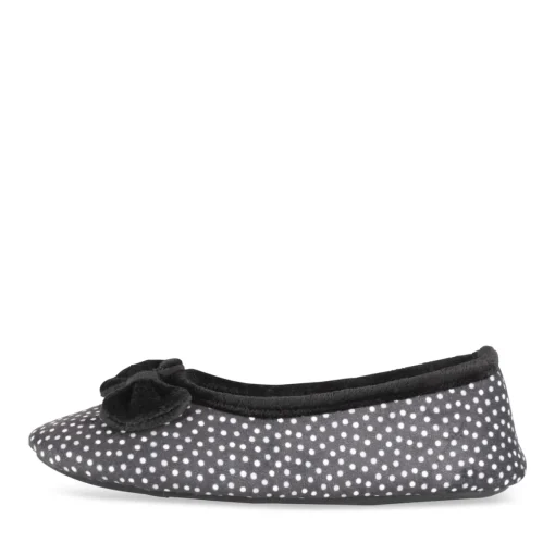 Chaussons NOIR Femme Motif A Pois A Enfiler