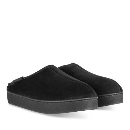 Chaussons NOIR Femme Motif Uni A Enfiler