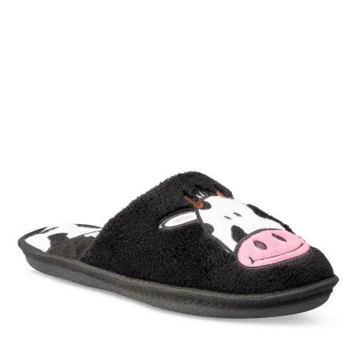 Chaussons NOIR Femme Motif Animal